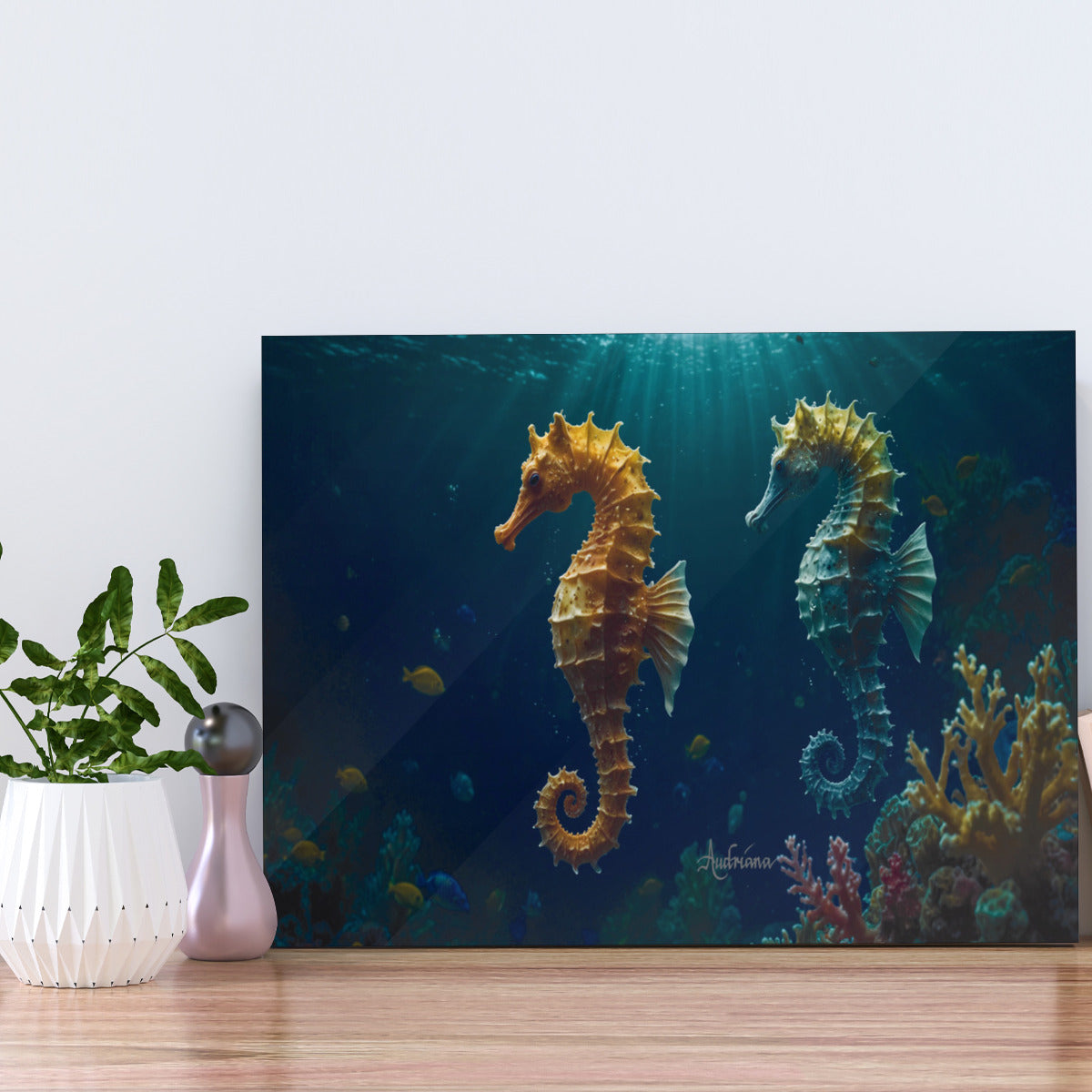 Stunning Seahorse Paintings on White Matte Aluminum: Durable and Vibrant Sublimation Art
