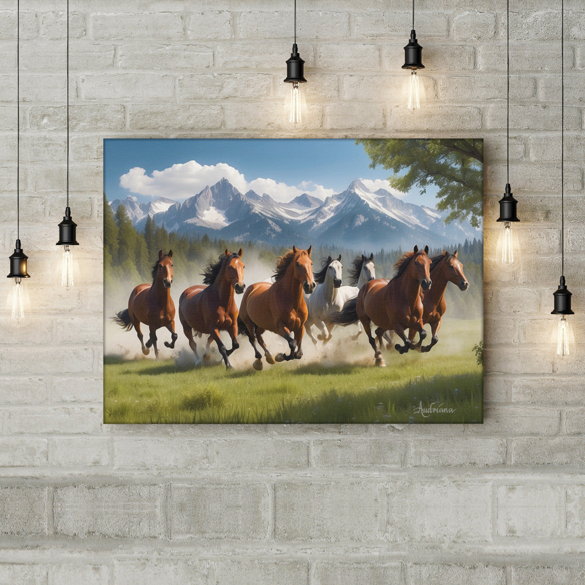 7 Running Horses Painting Images Meaning Vastu Direction Feng Shui Canvas Wall Decor