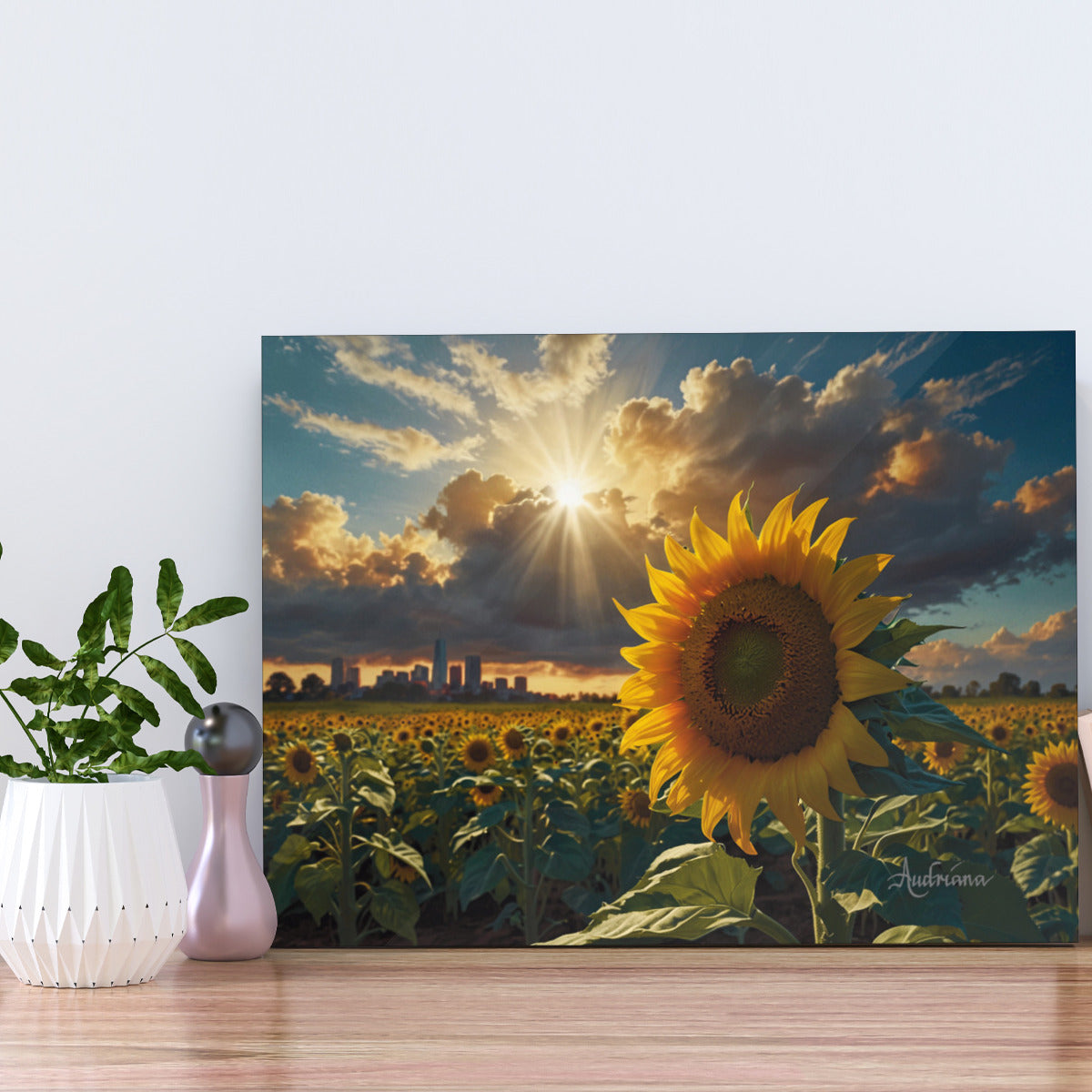 Prints On Metal Wall Art Sunflower Landscape
