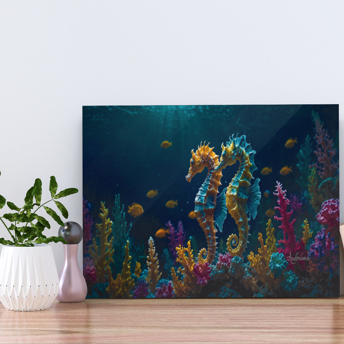 Stunning Metal Seahorse Wall Art: Durable White Matte Aluminum with Vibrant Sublimation Print