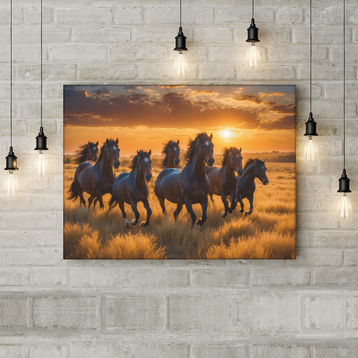 Running Horses Painting Images On Canvas