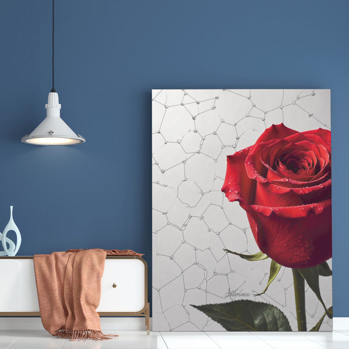 Fine Art Metal Prints Red Rose Flower On White