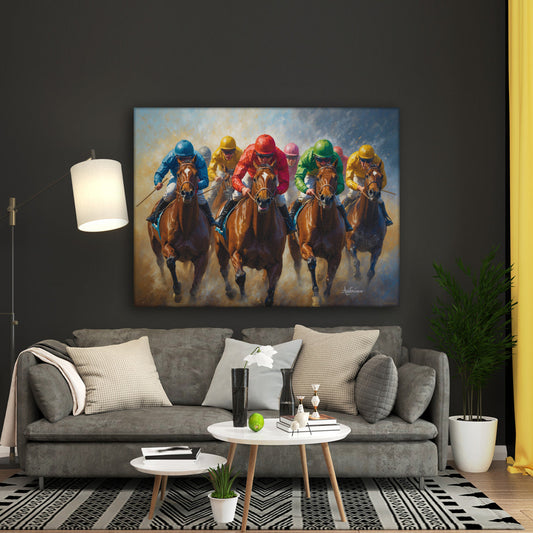 Horse Racing Riding Pictures Paintings for Sale: Capturing the Thrill in High-Definition Canvas Art
