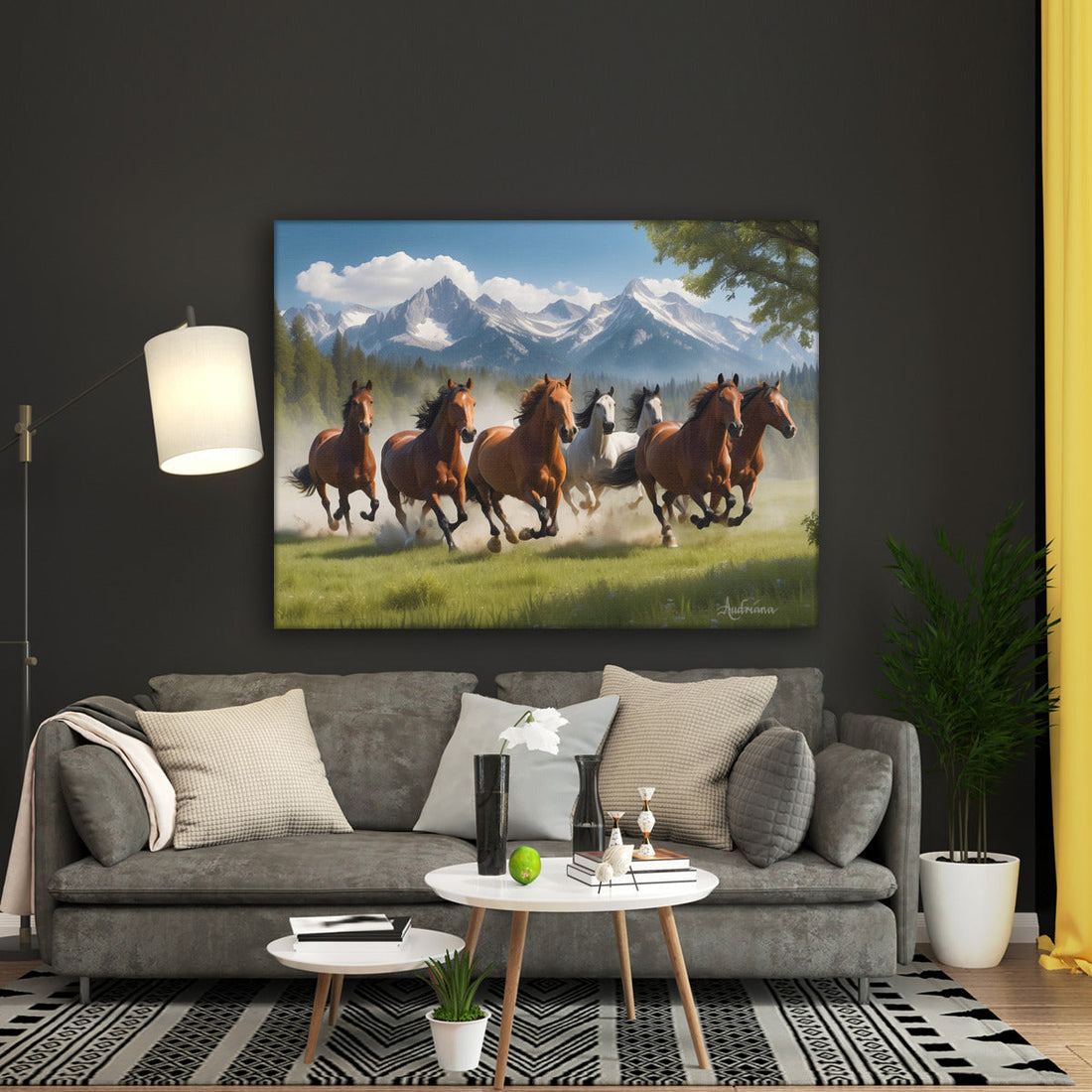 7 Running Horses Painting Images Meaning Vastu Direction Feng Shui Canvas Wall Decor