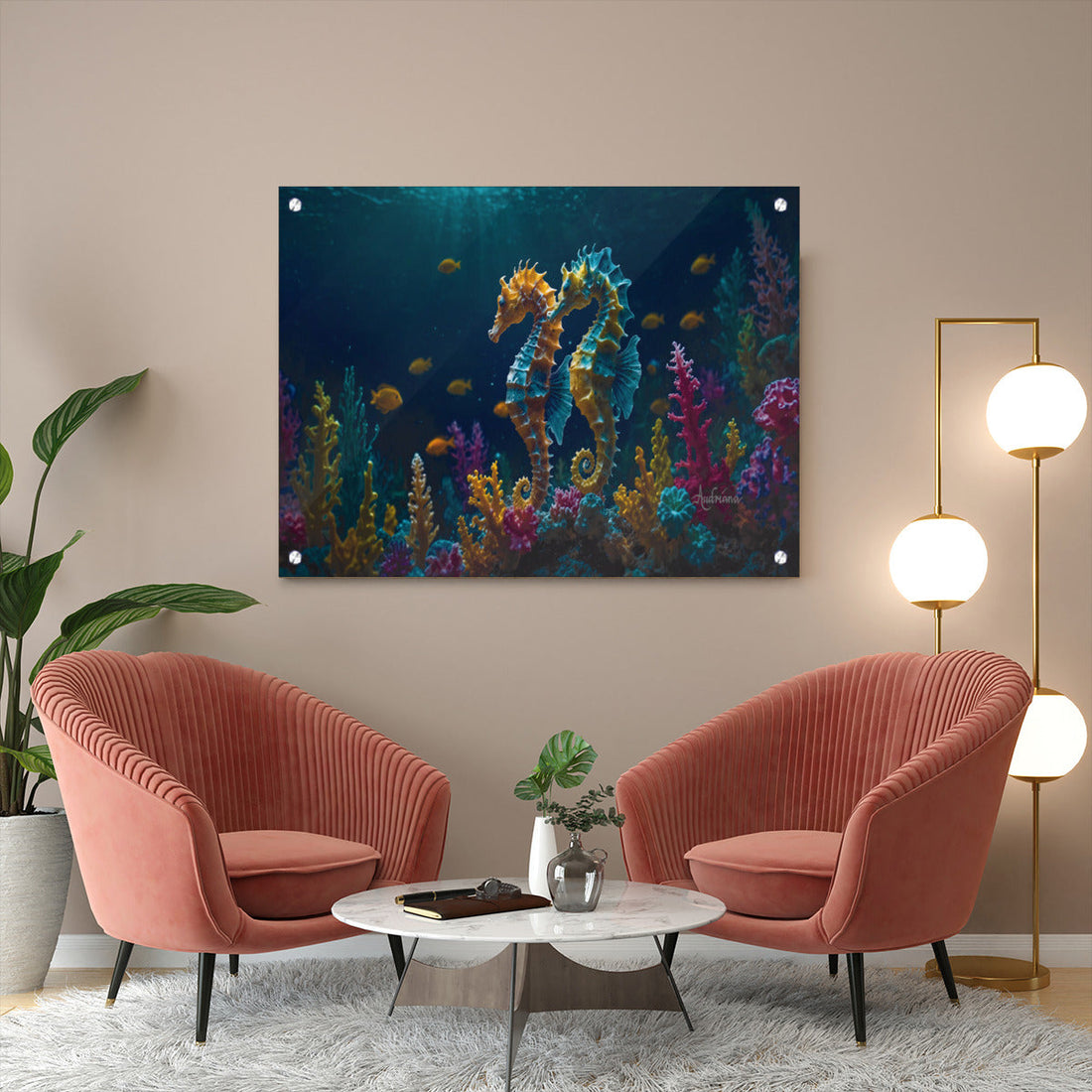 Stunning Metal Seahorse Wall Art: Durable White Matte Aluminum with Vibrant Sublimation Print