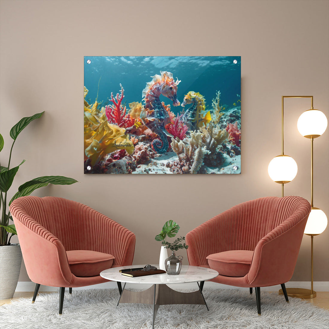 Stunning Seahorse Wall Art on White Matte Aluminum - Vibrant, Durable Sublimation Prints