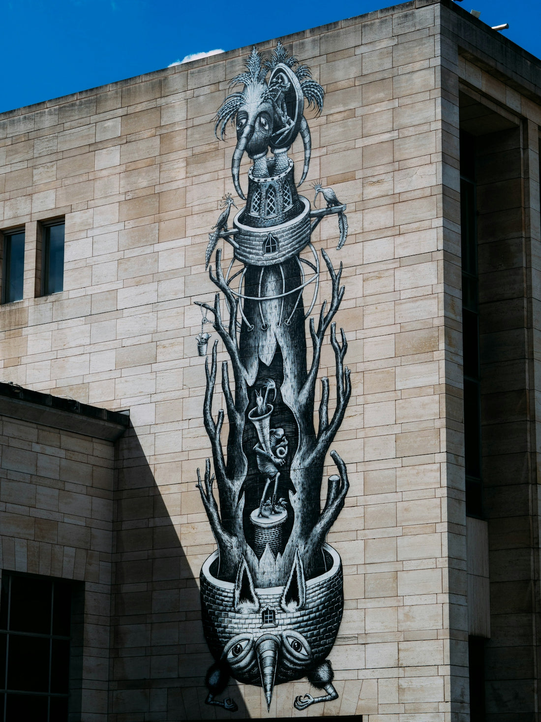 black and white concrete statue