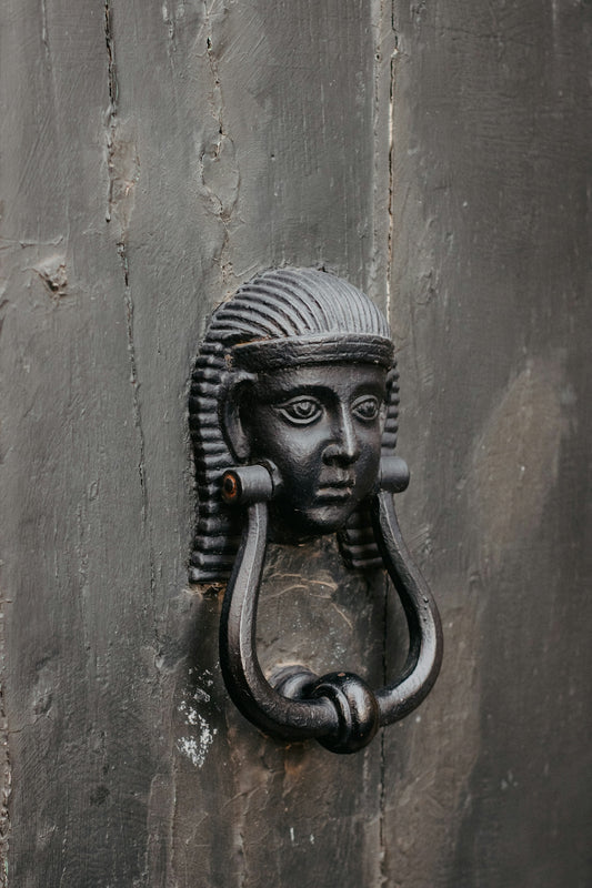 a door handle with a face on it